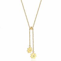 Collana in acciaio inossidabile, acciaio inox, with 2inch extender chain, Fiore, placcato, catena ovale & per la donna & con strass, nessuno, 50mm, Venduto per Appross. 17.7 pollice filo