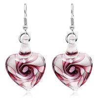 Pendientes de Cristal de Murano, latón aro de pendiente, Corazón, para mujer, más colores para la opción, 25mm, Vendido por Par