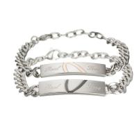 Stainless Steel Par armbånd, Unisex & bremse kæde & forskellige stilarter for valg & med bogstavet mønster & emalje, oprindelige farve, Solgt af Strand