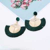 Brass Tassel Earring with Nylon gold color plated for woman nickel lead & cadmium free Sold By Pair