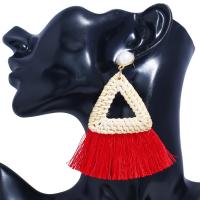 Messing Tassel Earring, met ABS kunststof parel & Riet, kwast, gold plated, voor vrouw, meer kleuren voor de keuze, nikkel, lood en cadmium vrij, 75x90mm, Verkocht door pair