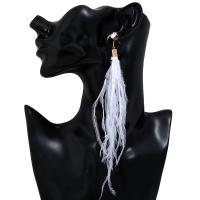 Brass Tassel Earring with Feather gold color plated for woman & with rhinestone nickel lead & cadmium free Sold By Pair