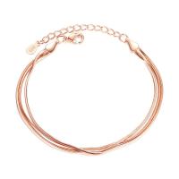 Bracciali ottone, with 3cm extender chain, placcato, catena del serpente & per la donna & 3-filo, nessuno, assenza di nichel,piombo&cadmio, Venduto per Appross. 6.7 pollice filo