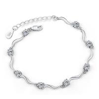 Mässing Armband, med 3cm extender kedja, platinerade, för kvinna & med cubic zirconia, fler färger för val, nickel, bly och kadmium gratis, Såld Per Ca 6.7 inch Strand