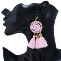 Messing Tassel Earring, met Nylon, kwast, gold plated, voor vrouw, meer kleuren voor de keuze, nikkel, lood en cadmium vrij, 110x130mm, Verkocht door pair