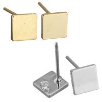 Messing Earring Drop Component, Square, forgyldt, med loop, flere farver til valg, 6x6x12mm, 0.8mm, Hole:Ca. 1mm, 100pc'er/Lot, Solgt af Lot