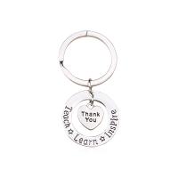 Zinc Alloy Key Chain, Heart, platin farve forgyldt, 60mm, Solgt af PC