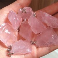 Rose Quartz Κρεμαστό κόσμημα, με Ορείχαλκος, Nuggets, χρώμα επιπλατινωμένα, ροζ, 25-30mm, Τρύπα:Περίπου 2mm, Sold Με PC