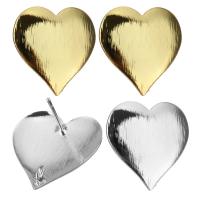 Brass Stud Earring Heart plated with loop 0.8mm Approx 2mm Sold By Lot