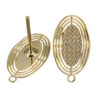 Brass korvakoru pisara Component, Messinki, Flat Oval, real kullattu, silmukka, 8x14x12mm, 0.8mm, Reikä:N. 1mm, 100PC/erä, Myymät erä