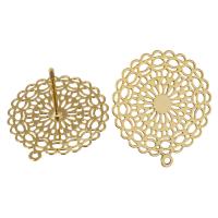 Brass Earring Drop Component Flower real gold plated with loop 0.8mm Approx 1mm Sold By Lot