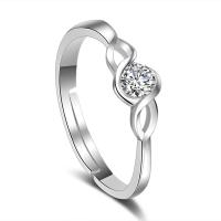 Bague Zircon cubique en laiton, Plaqué de platine, pour femme & avec zircone cubique, protéger l'environnement, sans nickel, plomb et cadmium, Taille:12, Vendu par PC