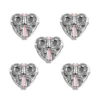 Zinc Alloy European perler, Heart, antik sølv farve forgyldt, med rhinestone, bly & cadmium fri, 12x10mm, Hole:Ca. 5mm, 10pc'er/Bag, Solgt af Bag