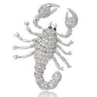 Prás Dealg, le Ciúbach Zirconia, Scorpion, platanam plátáilte, unisex, nicil, luaidhe & caidmiam saor in aisce, 48.6x33mm, Díolta De réir PC