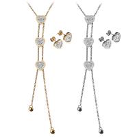 acciaio inox set di gioielli fashion, orecchino & Collana, with argilla, with 2Inch extender chain, Cuore, placcato, catena ovale & per la donna, nessuno, 12x12mm, 2mm, 12x12mm, Lunghezza Appross. 20 pollice, Venduto da set