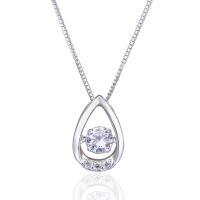 925 Sterling Sølv vedhæng, Teardrop, sølvfarvet forgyldt, med cubic zirconia, 8.4x12.6mm, Hole:Ca. 3-5mm, Solgt af PC