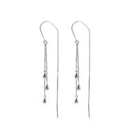 925 Sterling Silver Snáithe Trí Earrings, dath airgid plated, do bhean, 70mm, Díolta De réir Péire