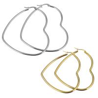 Stainless Steel Hoop Earring Heart plated & for woman Sold By Pair