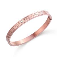 Braccialetto dell'acciaio inossidabile, acciaio inox, placcato, unisex & con modello lettera & con strass, nessuno, 2.5x6mm, Diametro interno:Appross. 60mm, Venduto da PC