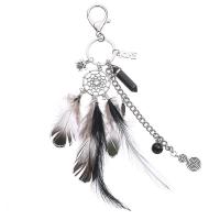 Zinc Alloy Key Chain, med Feather & Ædelsten, Drømme fanger, sølvfarvet forgyldt, 240mm, Solgt af Strand