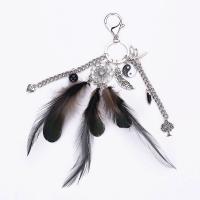 Zinc Alloy Key Chain, med Feather, Drømme fanger, antik sølv farve forgyldt, 230mm, Solgt af Strand