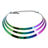 fundición Collar, con 5.12Inch extender cadena, giro oval & para mujer, multicolor, libre de níquel, plomo & cadmio, 30mm, diámetro interior:aproximado 80mmmm, Vendido por UD