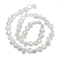 Barock odlad sötvattenspärla pärlor, Freshwater Pearl, Nuggets, naturlig, vit, 8-9mm, Hål:Ca 0.8mm, Såld Per Ca 14.5 inch Strand