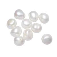 Naturliga sötvattenspärla lösa pärlor, Freshwater Pearl, Potatis, vit, 9-10mm, Hål:Ca 0.8mm, 10PC/Bag, Säljs av Bag