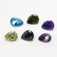 Κυβικά ζιρκονία Cabochons, Cubic Zirconia, Teardrop, διαφορετικό μέγεθος για την επιλογή & Rivoli πίσω, μικτά χρώματα, 15PCs/τσάντα, Sold Με τσάντα