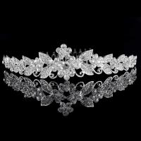 Bridal Tiaras Brass platinum color plated for woman & with rhinestone nickel lead & cadmium free Sold By PC