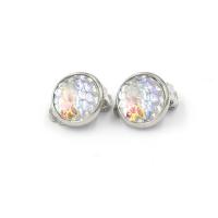 Stainless Steel Stud Earring, med Resin, Flad Rund, for kvinde, flere farver til valg, 12mm, Solgt af par