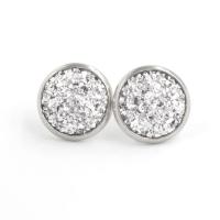 Roestvrij staal Stud Earring, met Resin Strass, Rond plat, voor vrouw, meer kleuren voor de keuze, 20mm, Ca 10paren/Lot, Verkocht door Lot