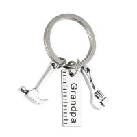 Key Chain, Stainless Steel, brug for gør-det-selv celle / Nøglering / Hovedbeklædning / broche & forskellige stilarter for valg, oprindelige farve, 9x25mm,25mm, Solgt af PC