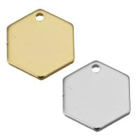 Bijoux pendentifs en laiton, hexagone, Placage, plus de couleurs à choisir, 10x12x1mm, Trou:Environ 1mm, 50PC/lot, Vendu par lot