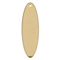 Mässing Smycken Hängen, Flat Oval, äkta guldpläterad, 8x27.50x1mm, Hål:Ca 1mm, 100PC/Lot, Säljs av Lot