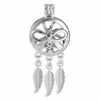 aleación de zinc Flotante pendiente del Locket, chapado en color de plata, para mujer & hueco, libre de plomo & cadmio, 23x55mm, agujero:aproximado 2.5mm, Vendido por UD