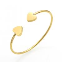 Brazalete del acero inoxidable, Corazón, chapado en color dorado, para mujer, 11mm, diámetro interior:aproximado 57mm, Vendido por UD