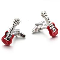 Messing Manchetknopen, Viool, silver plated, moffelen vernis & uniseks, 28x11mm, Verkocht door pair