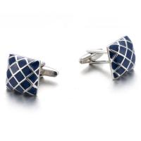 Brass Cufflinks platinum plated Unisex & enamel Sold By Pair