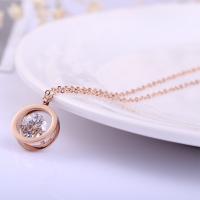 Stainless Steel Jewelry Necklace with 2inch extender chain rose gold color plated oval chain & for woman & with rhinestone Sold Per Approx 15.7 Inch Strand