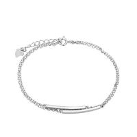 Sterling Silver Náramky, 925 Sterling Silver, platina á, oválný řetězu & pro ženy & s drahokamu & 2-pramenné, Prodáno za Cca 8 inch Strand