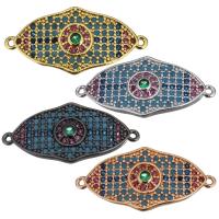 Mosaz Šperky Connector, á, micro vydláždit kubické zirkony & 1/1 smyčka, více barev na výběr, 26x13x3mm, Otvor:Cca 1mm, Prodáno By PC