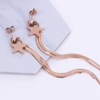 ステンレス タッセルイヤリング, 星, ピンクゴールドメッキ, 女性用, 3mm, 5mm, 売り手 ペア