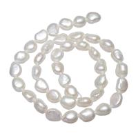 Grânulos de pérolas  cultivadas de água doce de forma de borroco, Pérolas de água doce, Pepitas, naturais, branco, 8-9mm, Buraco:Aprox 0.8mm, vendido para 15.5 inchaltura Strand