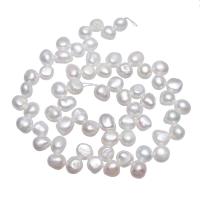 Barok ferskvandskulturperle Beads, Ferskvandsperle, Nuggets, naturlig, hvid, 8-9mm, Hole:Ca. 0.8mm, Solgt Per 15.3 inch Strand