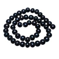 Krumpir Kulturan Slatkovodni Pearl perle, crn, 9-10mm, Rupa:Približno 2.5mm, Prodano Per 15.3 inčni Strand