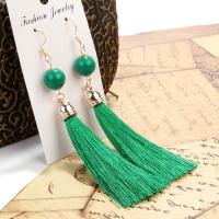 Zinc Alloy Tassel Earring, met Nylon & Plastic Pearl, gold plated, voor vrouw, meer kleuren voor de keuze, 10x102mm, Verkocht door pair