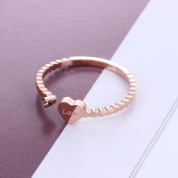 Anillo de dedo acero inoxidable del Rhinestone, Corazón, chapado en color rosa dorada, diverso tamaño para la opción & para mujer & con diamantes de imitación, Vendido por UD