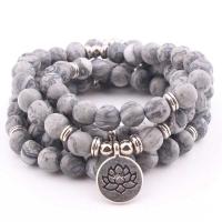 Kort sten Wrap Bracelet, med Zinc Alloy, antik sølv farve forgyldt, Unisex & frosted, Solgt Per Ca. 21 inch Strand