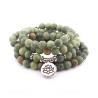 Södra Jade Wrap Bracelet, med Zink Alloy, antik silver pläterad, Unisex & frosted, Såld Per Ca 21 inch Strand